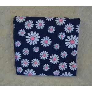 Gerber White Daisy Flower Baby Receiving Blanket Navy Blue Pink Flannel